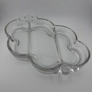 Vintage Duncan & Miller Crystal Canterbury 3 part divided relish dish 10”